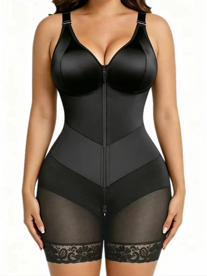 Women's Shapewear Moldeadoras with Enhanced Tummy Control Built-in Bust Pad Butt Lifter Body Shaper Zipper