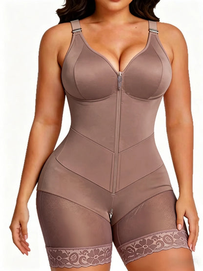 Women's Shapewear Moldeadoras with Enhanced Tummy Control Built-in Bust Pad Butt Lifter Body Shaper Zipper