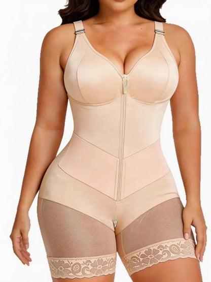 Women's Shapewear Moldeadoras with Enhanced Tummy Control Built-in Bust Pad Butt Lifter Body Shaper Zipper