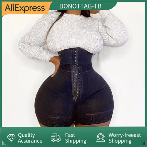 Women Butt Lifter Faja Colombian Shaperwear Panties Front Closure Hook-Eye with Crotch Zipper High Compressionshapewear Shorts